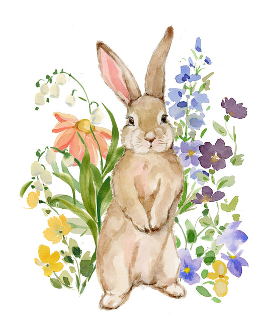 Bunny and Blooms- Print