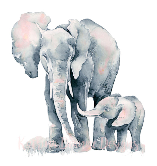 Elephant and Baby-Print