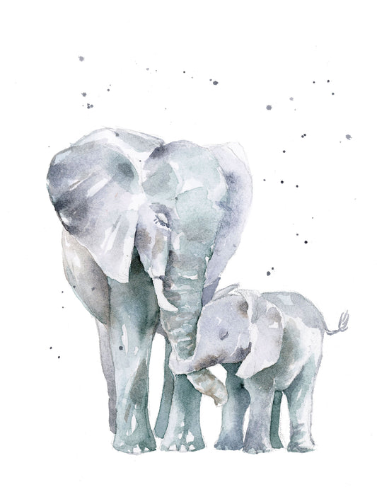 Elephant and Baby-Print